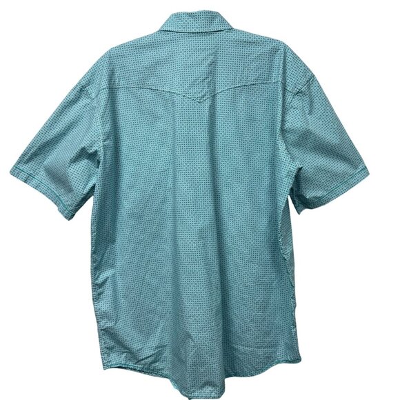 Panhandle Rough Stock Excellent Western Shirt Men’s L Blue Micro Print - Picture 2 of 9